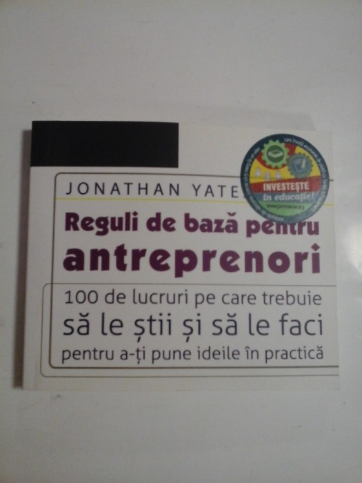 REGULI DE BAZA PENTRU ANTREPRENORI - JONATHAN YATES