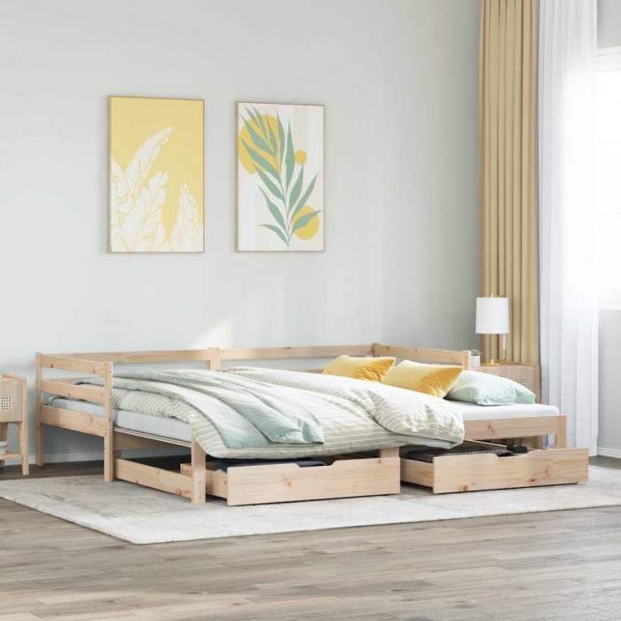 Pat de zi cu extensie și sertare fără saltea, 80x200 cm