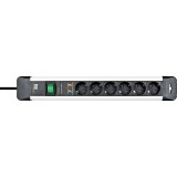 PRELUNGITOR Bachmann, Schuko x 6, conectare prin Schuko (T), cablu 5 m, protectie supratensiune | protectie copii, negru | argintiu, &amp;quot;330.104-2&amp;q