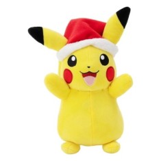 Pokemon Jucarie de plus Pikachu cu caciulita de Craciun 20 cm