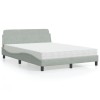 VidaXL Pat cu saltea, Dover, gri deschis, 140x190 cm, catifea 3208391