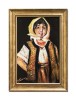 Tablou pictat manual inramat, Tarancuta cu basma galbena - 35x25cm ulei panza, reproducere Nicolae Grigorescu