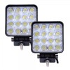 Set 2 Proiectoare LED Auto Patrate 96W 16LED IP67 10-30V Off Road ATV Utilaje Vanatoare