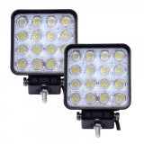 Set 2 x proiectoare LED patrate, 96W/set, IP67, 16LED, 10/30V, Universal