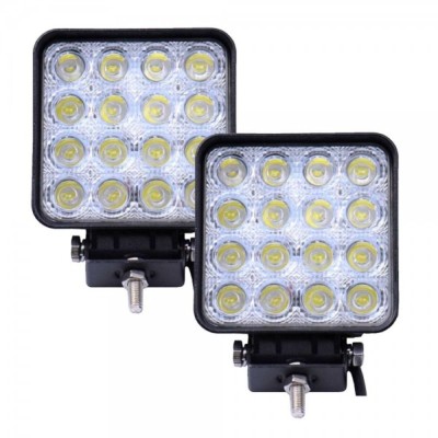 Set 2 x proiectoare LED patrate, 96W/set, IP67, 16LED, 10/30V foto