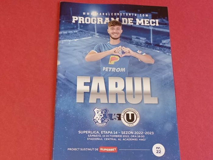Program meci fotbal FARUL CONSTANTA - UNIVERSITATEA CLUJ (15.10.2022)
