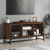 vidaXL Comodă TV cu uși din sticlă, stejar maro, 102x37x50 cm