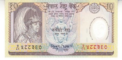 B11 4 - Bancnota foarte veche - Nepal - 10 rupii foto