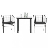 vidaXL Set de sufragerie de grădină 3 piese neagră 3334597