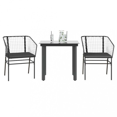 vidaXL Set de sufragerie de grădină 3 piese neagră 3334597 foto