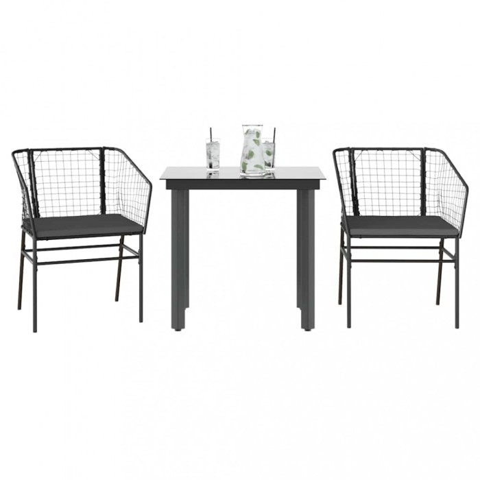 vidaXL Set de sufragerie de grădină 3 piese neagră 3334597