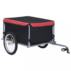vidaXL Remorca pentru bicicleta, negru ?i ro?u, 65 kg foto