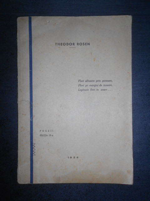 Theodor Rosen - Poezii (1933, Editura Cartea de aur)