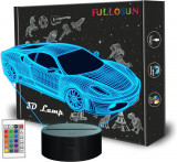 Lumină de noapte 3D pentru copil, iluzie sport de curse de noapte Lampă 16 schim