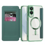 Husa MagSafe pentru Samsung Galaxy S25 Edge S937, Techsuit, SmartMag Book, Verde