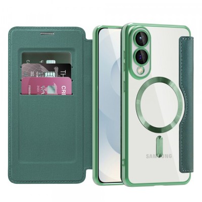 Husa MagSafe pentru Samsung Galaxy S25 Edge S937, Techsuit, SmartMag Book, Verde foto
