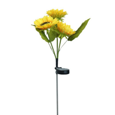 Lampa solara LED tip Floarea Soarelui cu 3 flori, inaltime 70 cm, Pentru gradina, Flippy foto