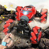 Mașină de jucărie cu telecomandă - 1:16 - alimentată cu baterii, reversibilă, LED - roșu