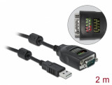 Cablu USB-A la Serial RS-232 DB9 FTDI cu LED 2m, Delock 90497