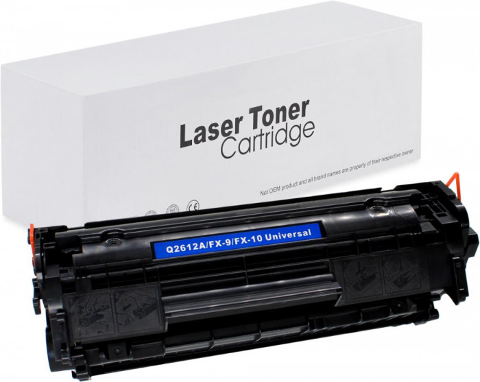 Toner de imprimanta pentru HP , Q2612A/CRG703/FX10 , Negru , 2000 pagini , neutral box