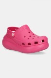 Crocs papuci Classic Crush Clog femei, culoarea roz, cu platforma, 207521.6ZQ