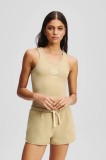 Karl Lagerfeld pantaloni scurți HOTEL KARL culoarea bej, cu imprimeu, medium waist, A3W44007