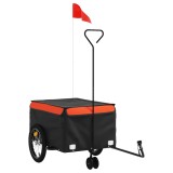 Cumpara ieftin Remorca pentru biciclete, negru si portocaliu, 45 kg, fier