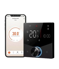 Termostat Inteligent de ambient, Centrala cu Rotita, Negru