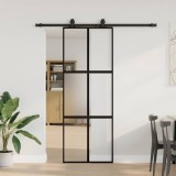 vidaXL Ușă glisantă cu set feronerie neagră 76x205cm sticlă securizată