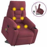 VidaXL Fotoliu rabatabil de masaj cu ridicare, roșu vin, textil
