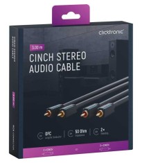 Cablu Profesional 2x RCA - 2x RCA 3m OFC cupru dublu ecaranat aurit Clicktronic 70380 foto