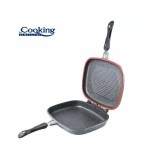 Tigaie dubla dreptunghiulara tip Grill, aluminiu, 32x24x7.5 cm, Gray Line, Cooking by Heinner