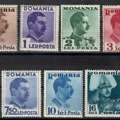 Romania 1935, LP.112 - Carol II cu Poşta - uzuale, urme de șarnieră, MH