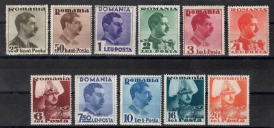 Romania 1935, LP.112 - Carol II cu Poşta - uzuale, urme de șarnieră, MH foto