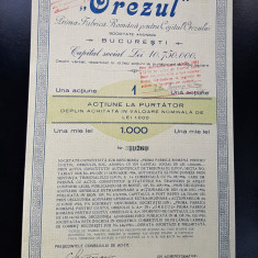 Actiune 1939 OREZUL / prima fabrica pt. decojitul orezului / titlu / actiuni