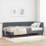 vidaXL Cadru de pat colțar cu saltea Gri &icirc;nchis 100 x 200 cm Catifea