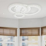 Lustra LED cu telecomanda si cristal NOVA ROTONDA RGB 154W, 3 Cercuri, lumina Rece/Calda/Neutra, Dimabila, Alb ModernLight Concept