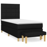 Cumpara ieftin Pat box spring cu saltea, negru, 90x200 cm, textil