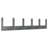 Coș gabion &icirc;n formă de U cu 6 st&acirc;lpi, 620x20x150 cm, fier