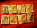 Serie mica Portugalia Rege Manuel II 1910 supratipar Republica, 8 val.stampilate, Stampilat