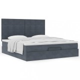Gossi cadru de pat otoman cu saltele gri inchis 180x200cm catifea