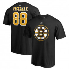 Boston Bruins tricou de bărbați black #88 David Pastrňák Stack Logo Name &amp; Number - XL