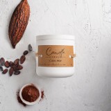 Lumanare parfumata handmade din ceara naturala de soia 100%, aroma de Cacao si mosc, Recipient ceramic alb, 150 g