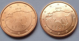 Set 2 monede 1 cent 2012 si 2018 Estonia, unc, km#61, Europa