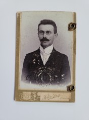 FOTOGRAFIE CDV PORTRET BULETIN ACT IDENTITATE, FOTOGRAF HOLLOSI JOZSEF SZATMAR, SATU MARE, 1880
