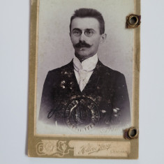 FOTOGRAFIE CDV PORTRET BULETIN, FOTOGRAF HOLLOSI JOZSEF SZATMAR, SATU MARE, 1880