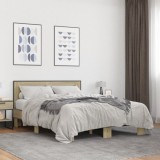 VidaXL Cadru de pat, stejar sonoma, 140x190cm, lemn prelucrat și metal 3280113