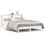 Cumpara ieftin Cadru de pat fara saltea, alb, 150x200 cm, lemn masiv pin