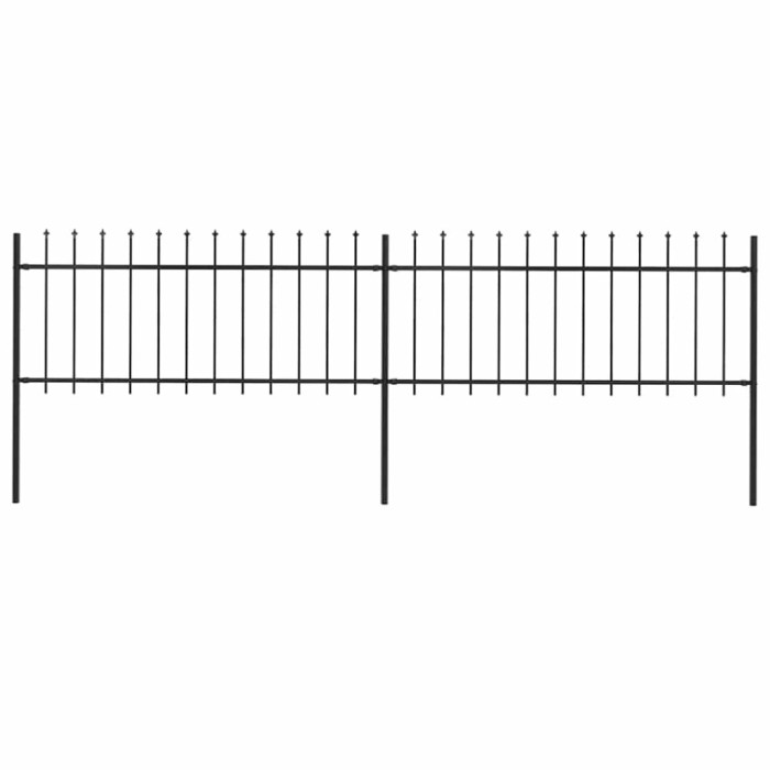 vidaXL Gard de grădină cu v&acirc;rf suliță, negru, 3,4 x 0,8 m, oțel