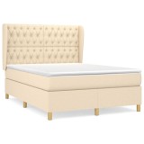Cumpara ieftin Pat continental cu saltea, crem, 140x200 cm, material textil